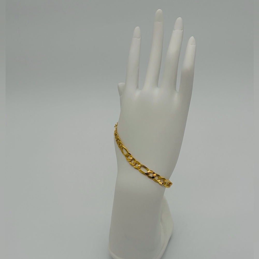 Italian 925 Sterling Silver Figaro 8’ Link Bracelet – Gold Plated • NWOT